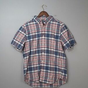 Vineyard Vines Pink & Blue Plaid Classic Fit Tucker Short Sleeve Button-Up Shirt